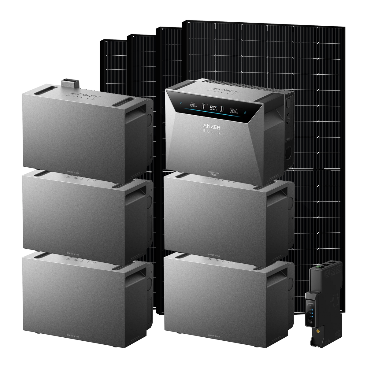 Anker SOLIX Solarbank 4 E5000 Pro - 5x BP5000 Erweiterungsakku - Smart Meter Gen 2 - 4× SKT500M12-108D4