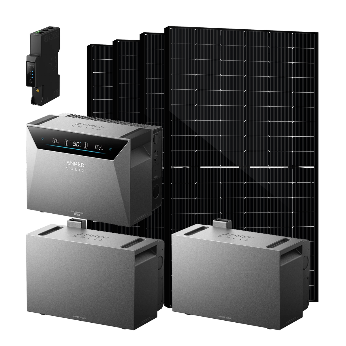 Anker SOLIX Solarbank 4 E5000 Pro - 2x BP5000 Erweiterungsakku - Smart Meter Gen 2 - 4× SKT500M12-108D4