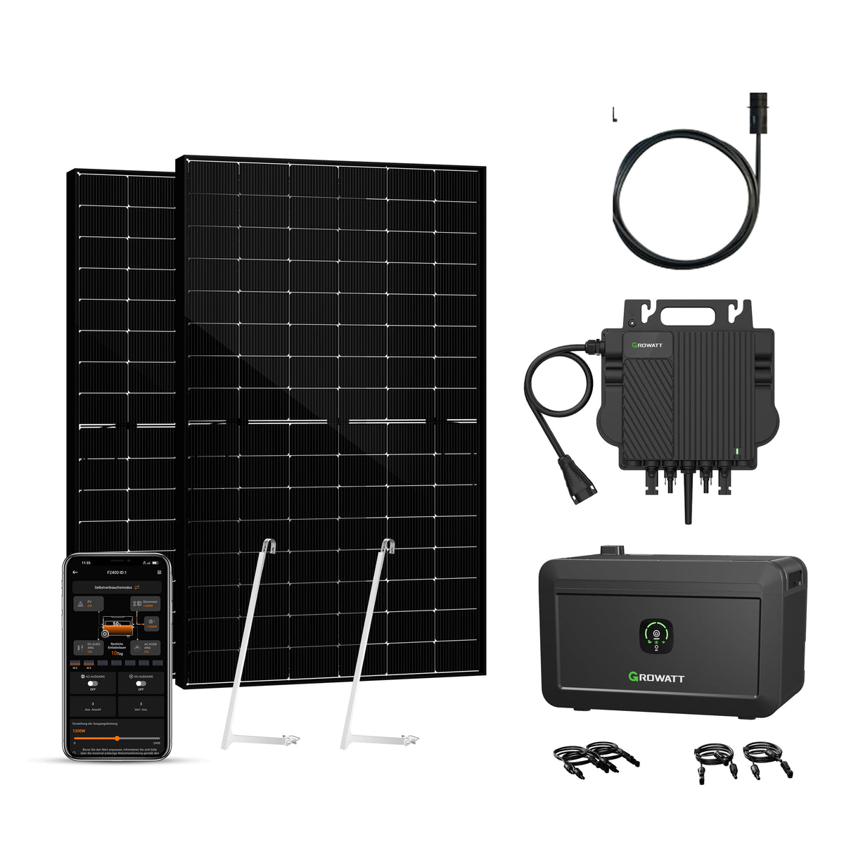 Balkonkraftwerk mit Speicher 900W+180W - Growatt NOAH 2000 with NEO 800M-X