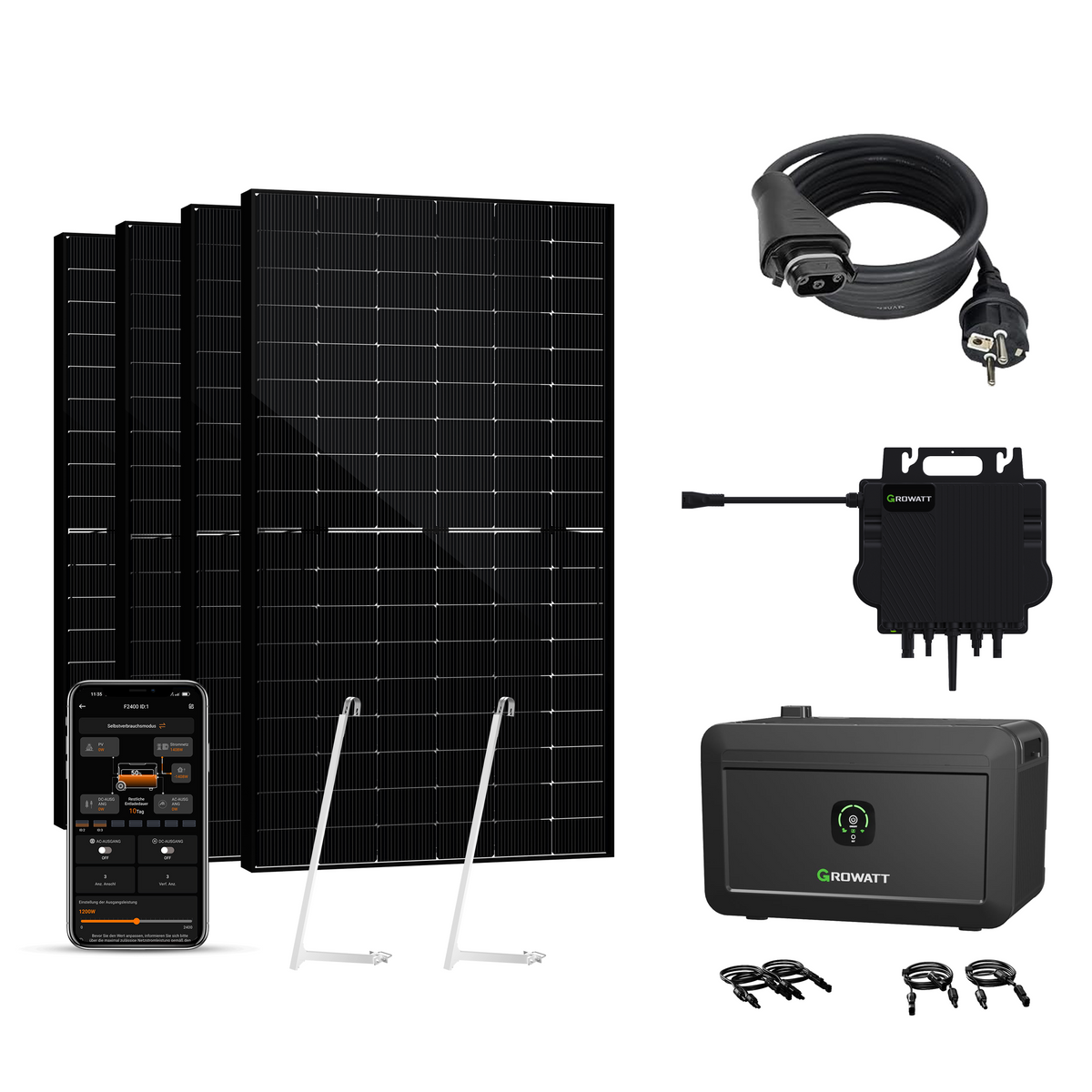 Balkonkraftwerk mit Speicher 2000W+400W - Growatt NOAH 2000 with NEO 800M-X