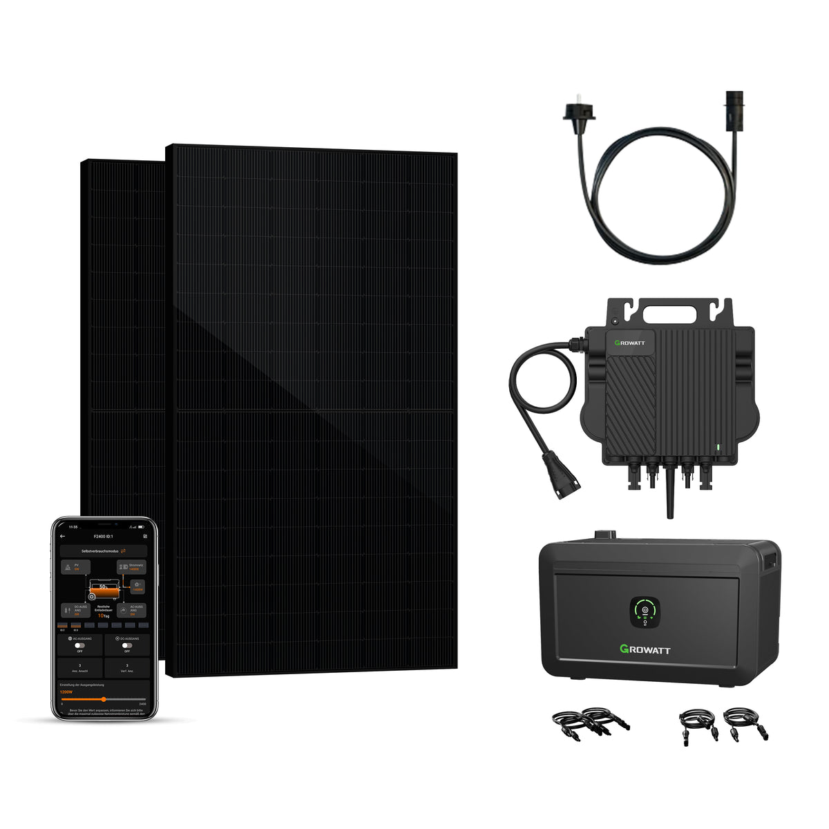 Balkonkraftwerk mit Speicher 1000W - Growatt NOAH 2000 with NEO 800M-X