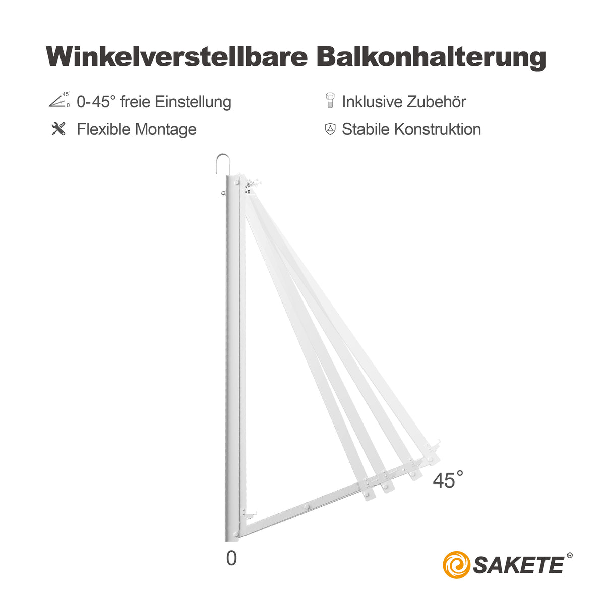SAKETE Solarpanel 3 in 1 Halterung Geeignet für Balkon/Boden/Wand