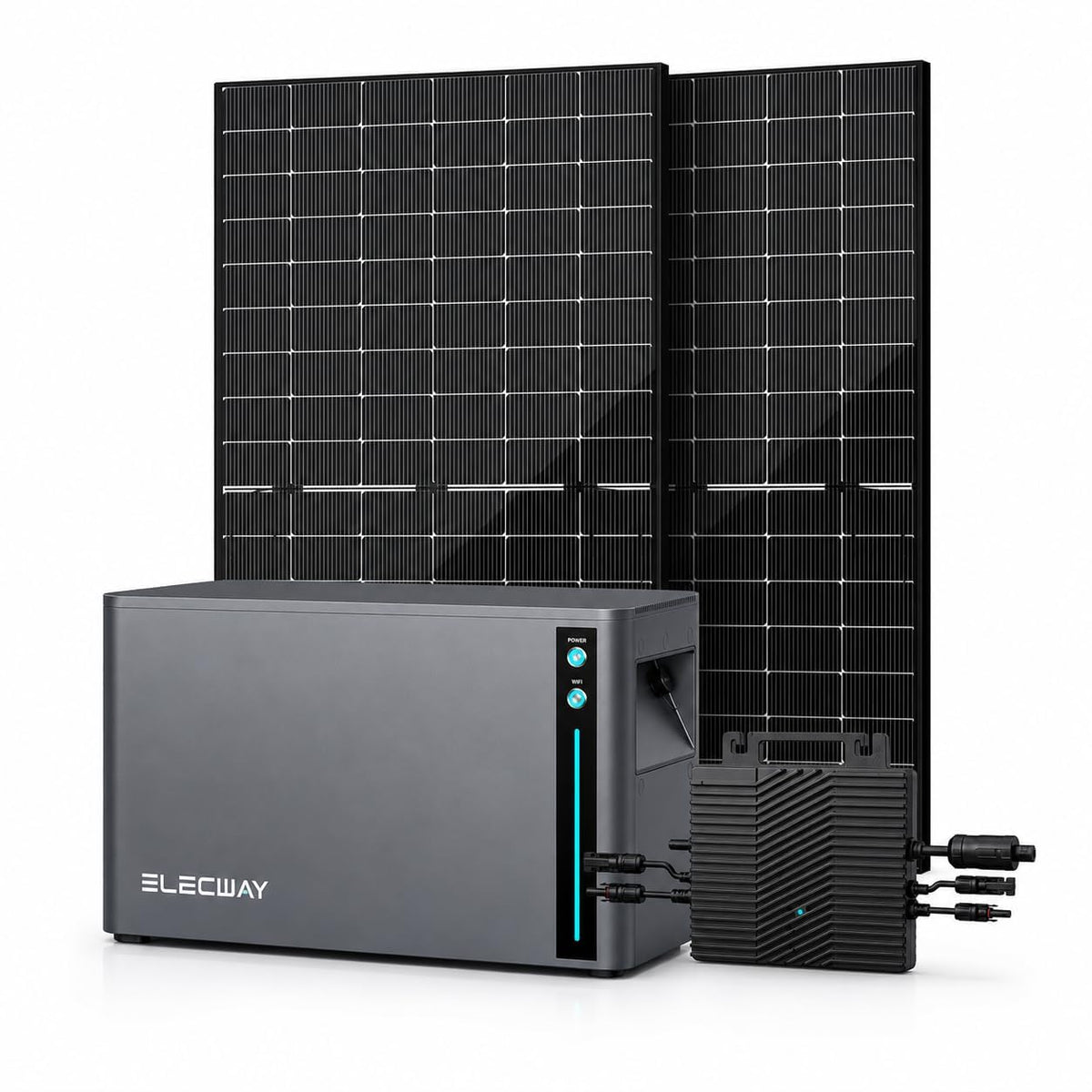 Balkonkraftwerk mit Speicher Komplettset – 2x 500W Solarmodule, Elecway 800W Wechselrichter und S3-20 Speicher