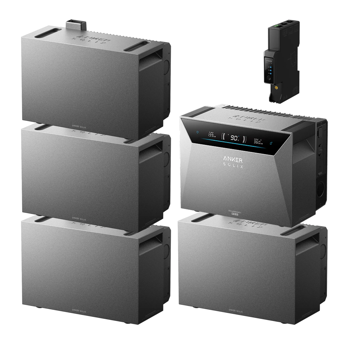 Anker SOLIX Solarbank 4 E5000 Pro - 5x BP5000 Erweiterungsakku - Smart Meter Gen 2