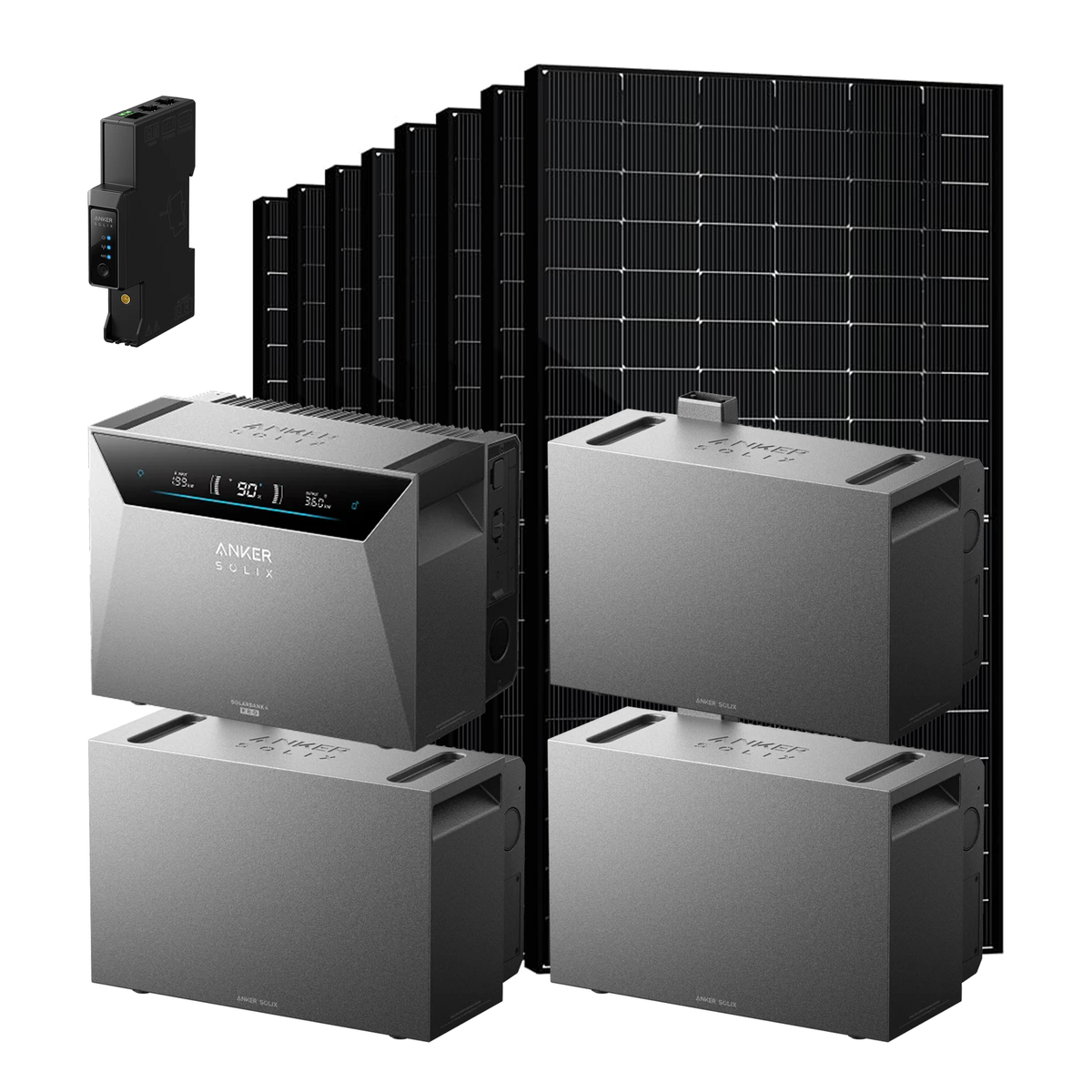 Anker SOLIX Solarbank 4 E5000 Pro + 3 × BP5000 + Smart Meter Gen 2 + 8 × SAKETE SKT500M12-108D4 500W