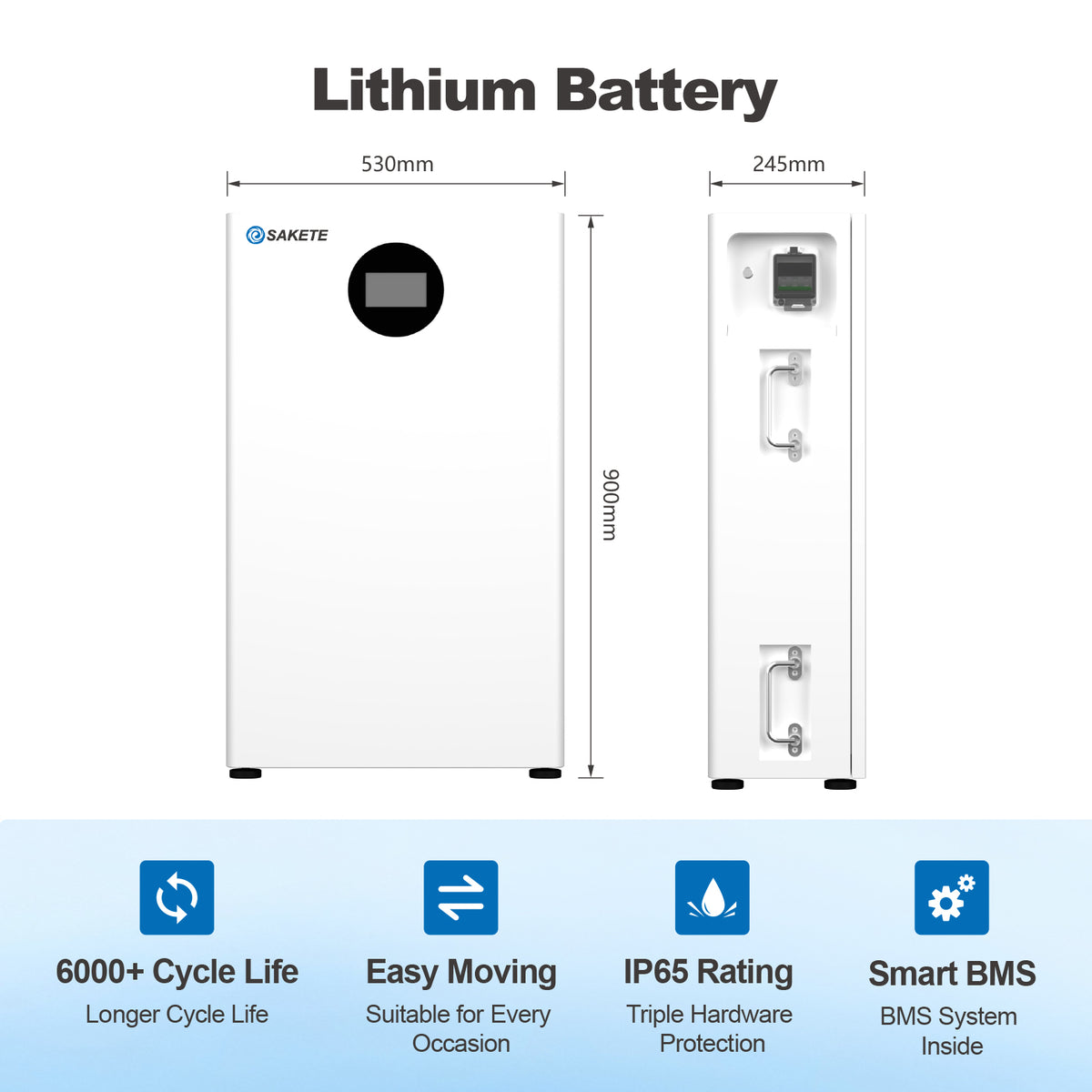 SAKETE Wandspeicher LFP‑16‑KWH / LV 51,2V 314Ah Wiederaufladbare Lithium‑Batterie