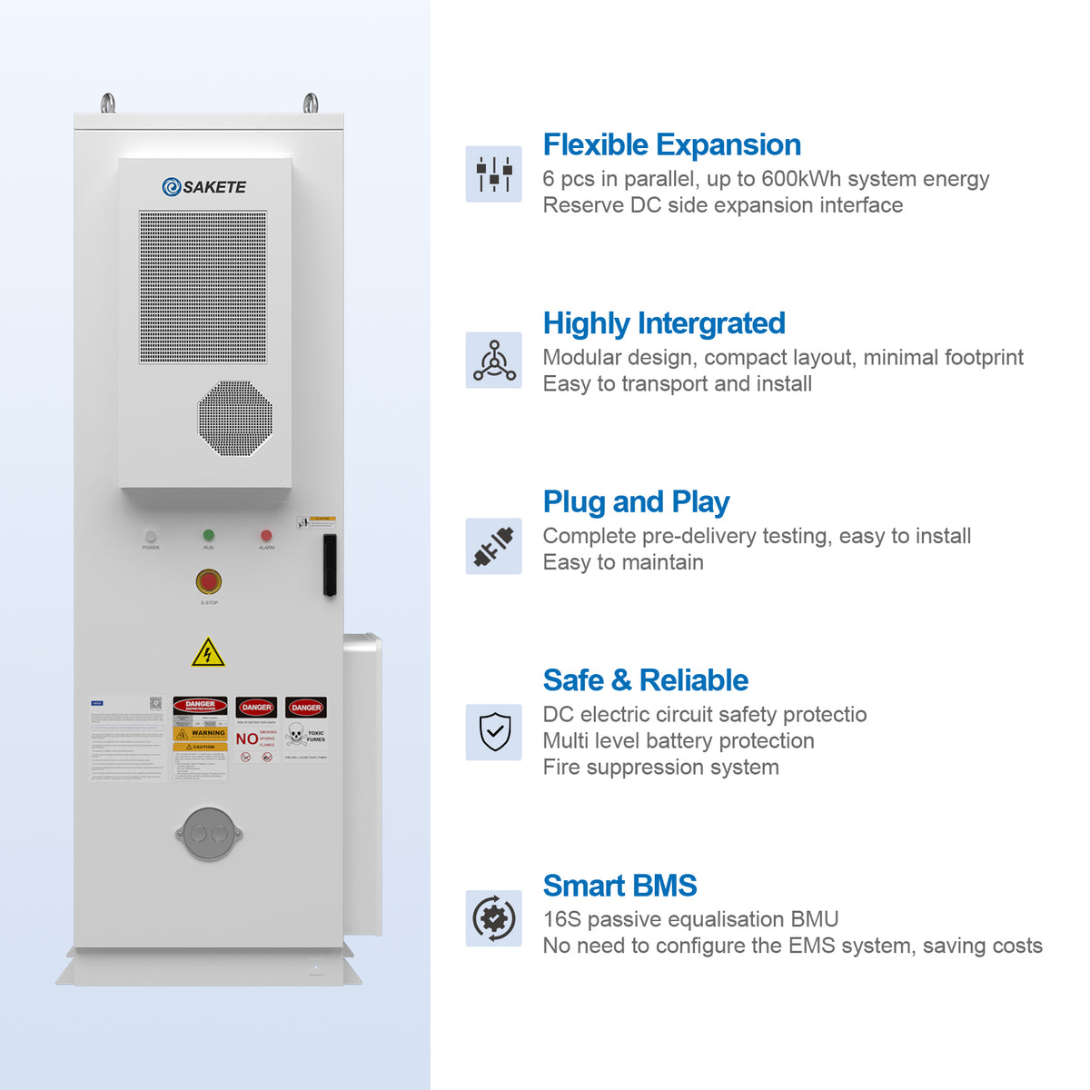 SKTESS72~100(72-86-100kWh) Outdoor‑Batterieschrank LFP‑Speicher Gewerbe‑Industrie Solar‑Speichersystem