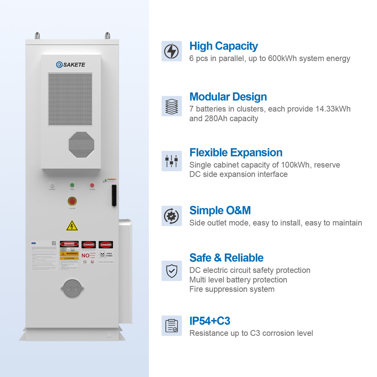 SKTESS72~100(72-86-100kWh) Outdoor‑Batterieschrank LFP‑Speicher Gewerbe‑Industrie Solar‑Speichersystem