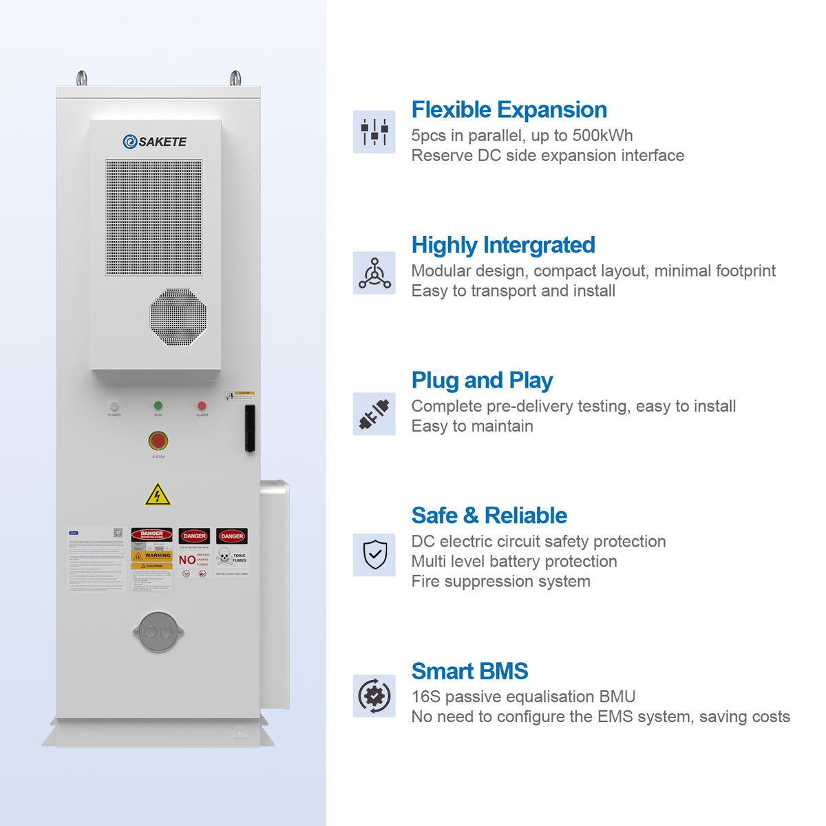 SKTESS72~100(72-86-100kWh) Outdoor‑Batterieschrank LFP‑Speicher Gewerbe‑Industrie Solar‑Speichersystem