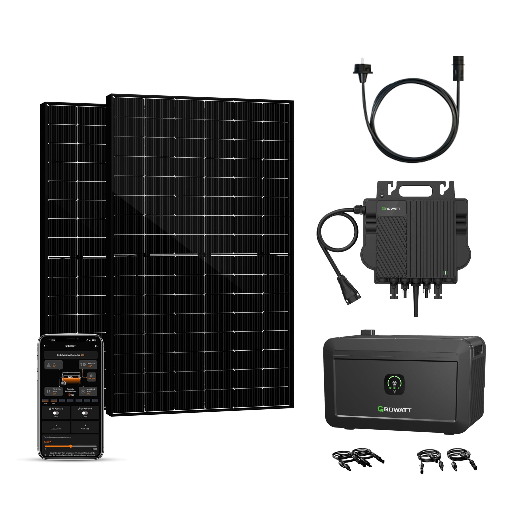 Balkonkraftwerk mit Speicher 900W+180W - Growatt NOAH 2000 with NEO 800M-X