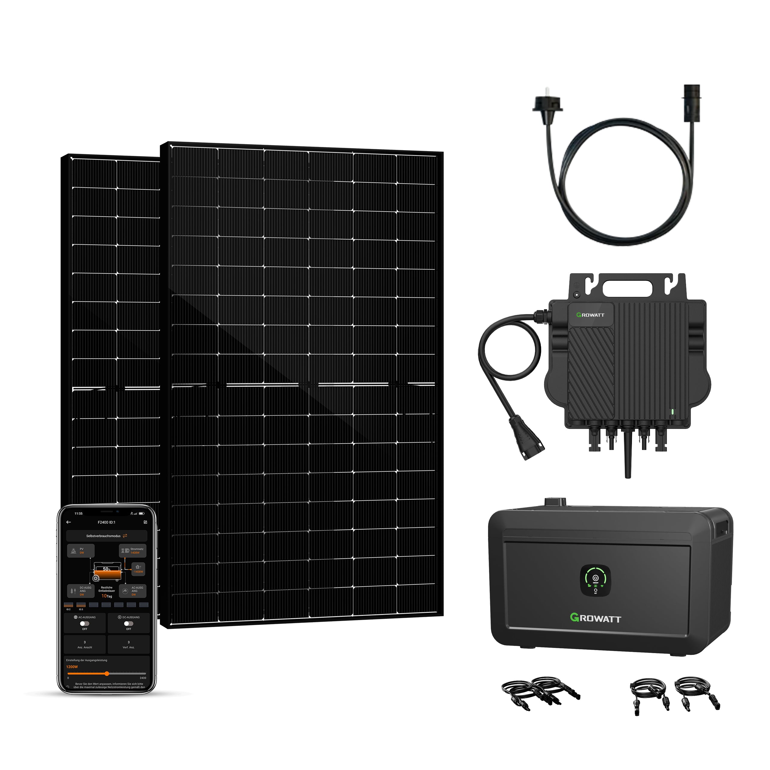 Balkonkraftwerk mit Speicher 900W+180W - Growatt NOAH 2000 with NEO 800M-X