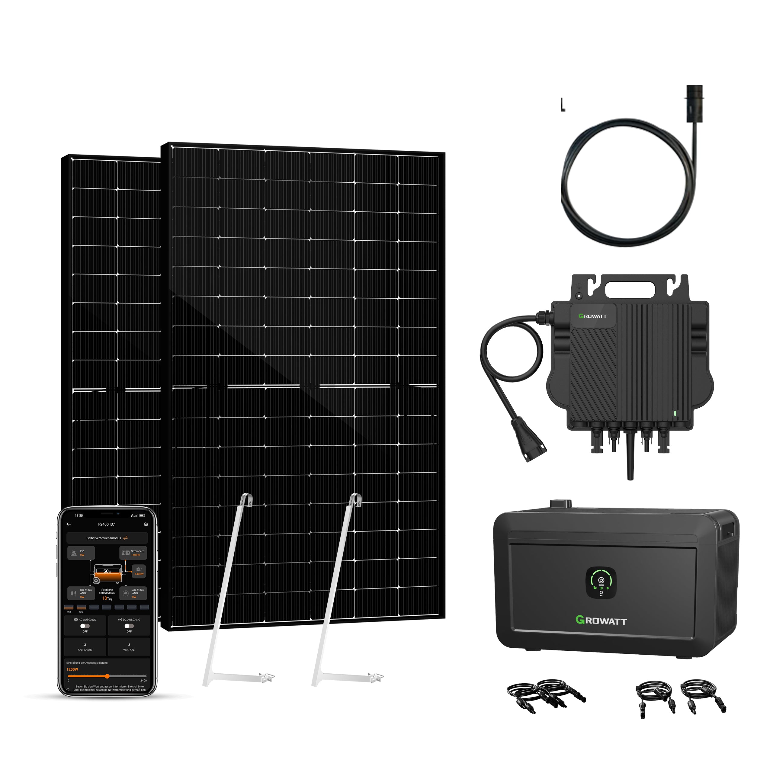 Balkonkraftwerk mit Speicher 900W+180W - Growatt NOAH 2000 with NEO 800M-X