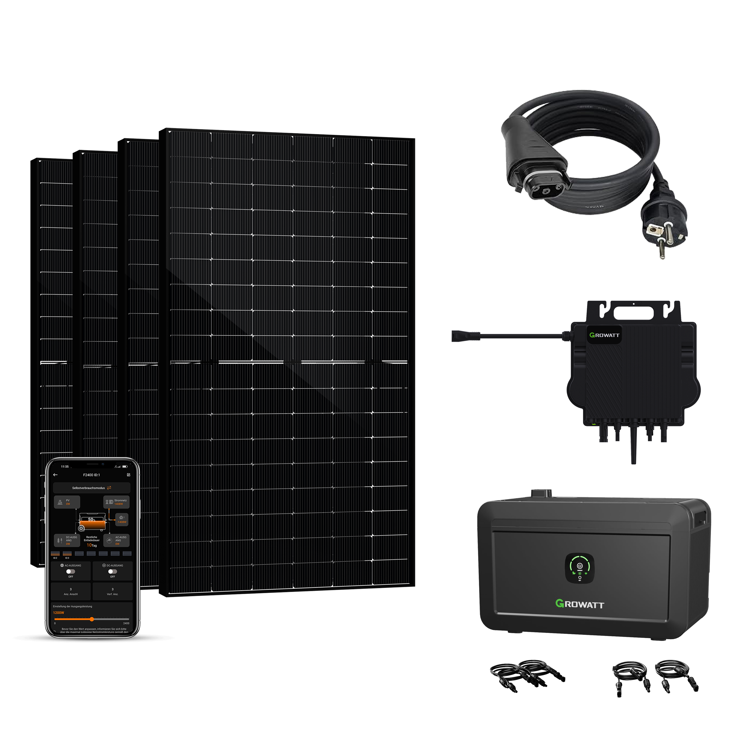 Balkonkraftwerk mit Speicher 2000W+400W - Growatt NOAH 2000 with NEO 800M-X