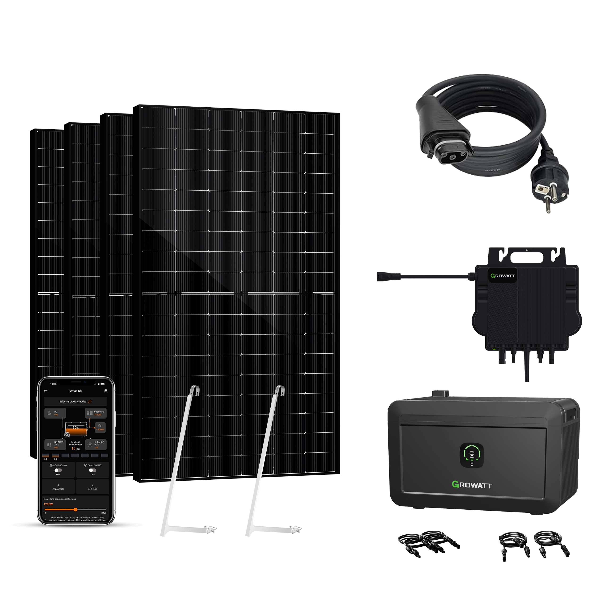 Balkonkraftwerk mit Speicher 2000W+400W - Growatt NOAH 2000 with NEO 800M-X