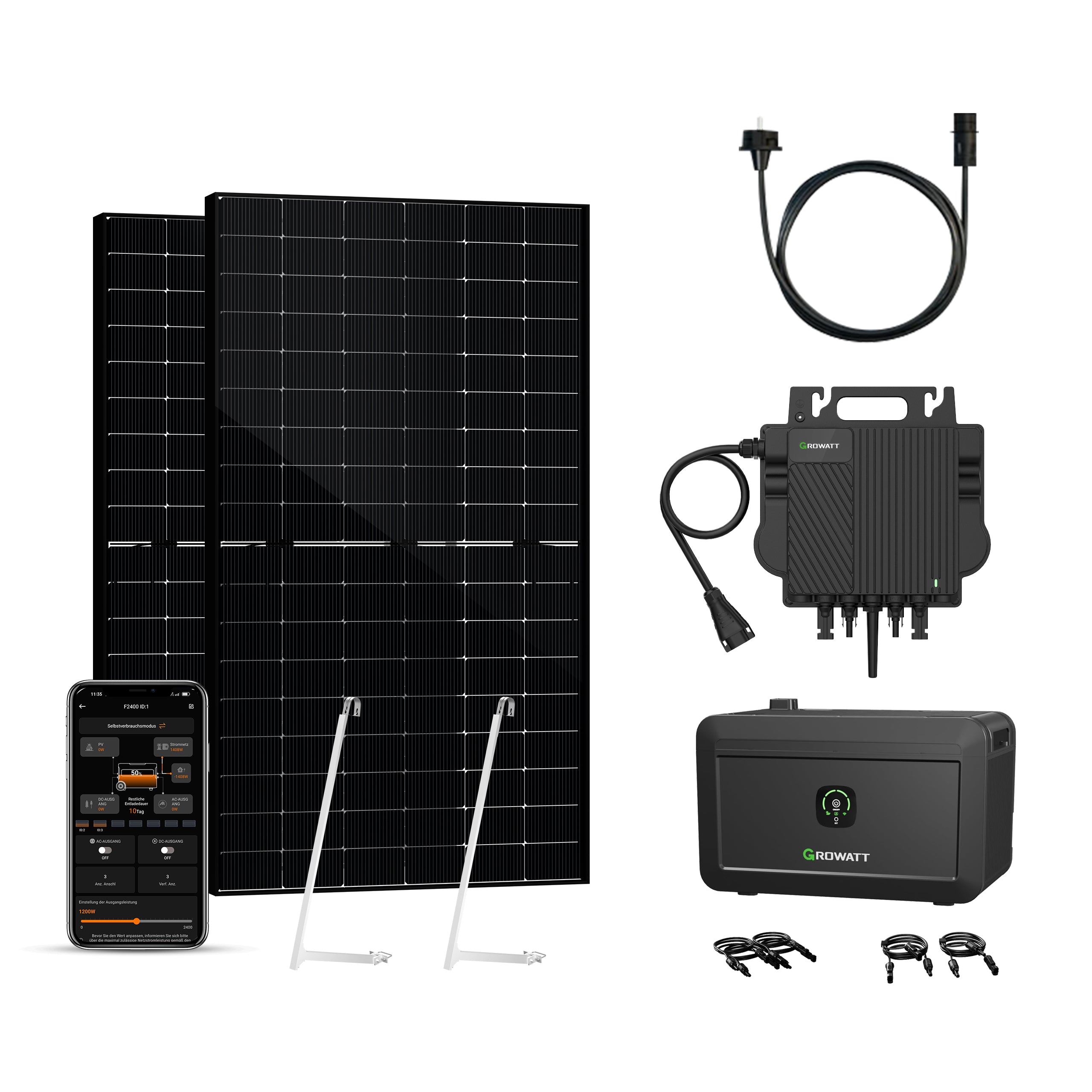 Balkonkraftwerk mit Speicher 1000W+200W - Growatt NOAH 2000 with NEO 800M-X