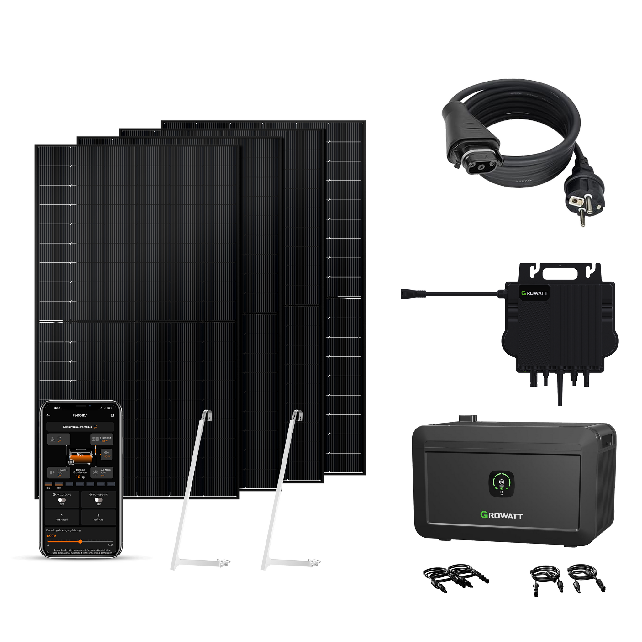 Balkonkraftwerk mit Speicher 2000W - Growatt NOAH 2000 with NEO 800M-X