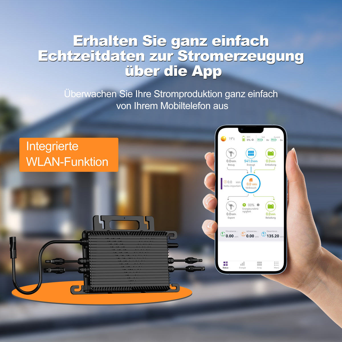 SAKETE Balkonkraftwerk 1000W Einseitiges Glas Komplettset mit 3in1 Halterung