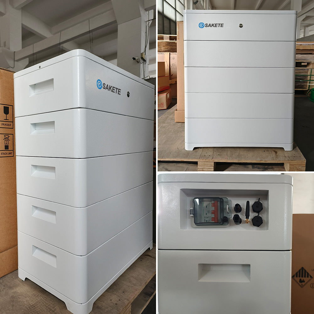 SAKETE Stapelbarer Solarspeicher LFP3000 / HV 57.6V 50Ah Jeder Block WIEDERAUFLADBARE LITHIUM-BATTERIE
