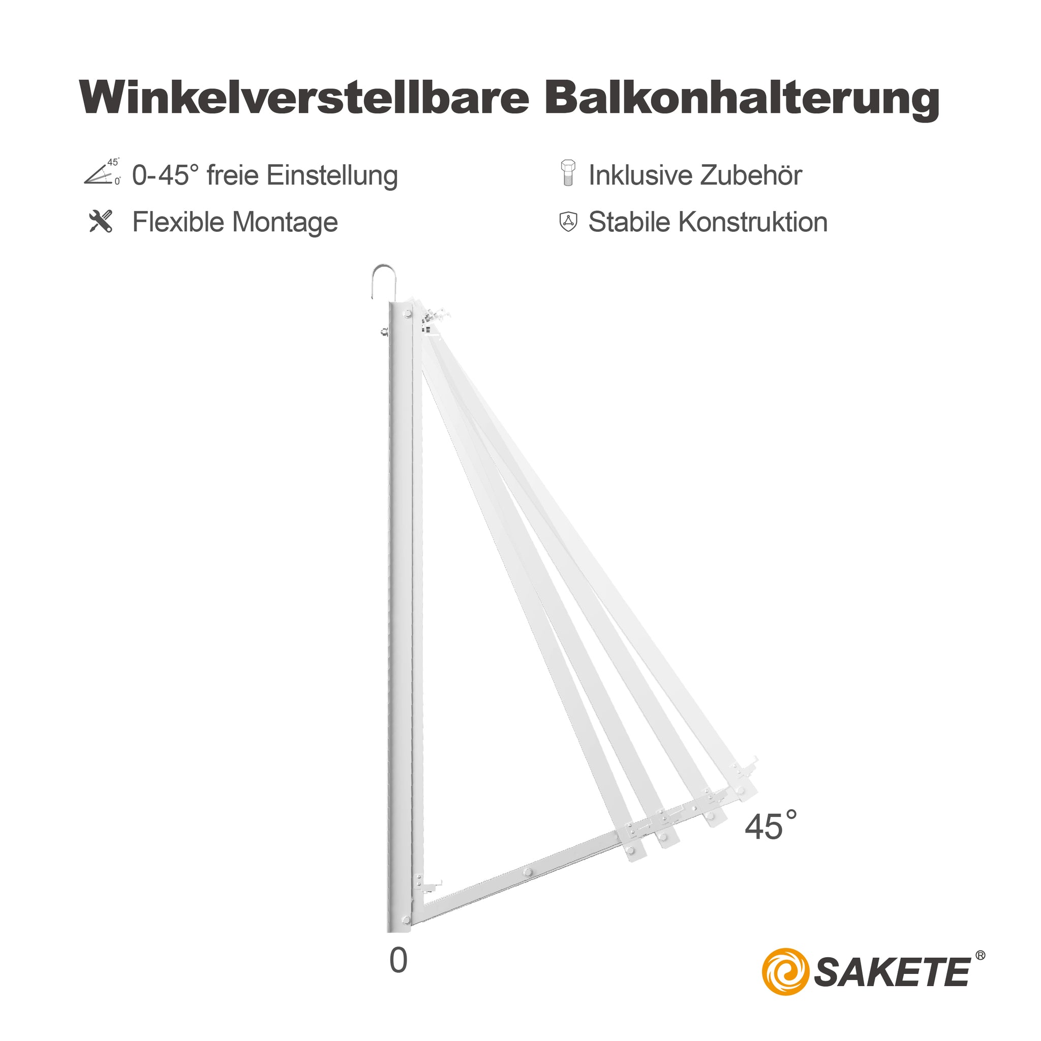 SAKETE Solarpanel 3 in 1 Halterung Geeignet für Balkon/Boden/Wand