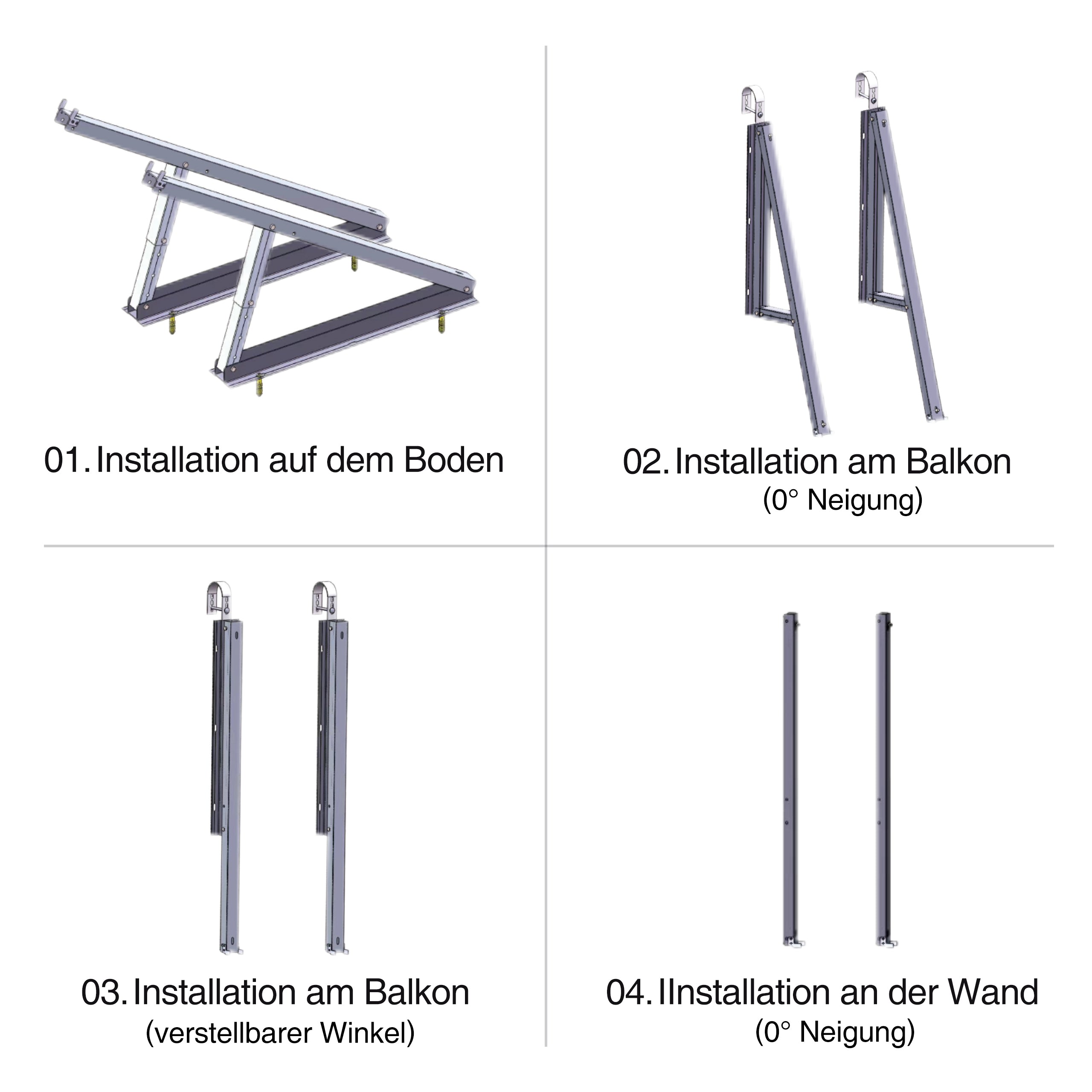 SAKETE Solarpanel 3 in 1 Halterung Geeignet für Balkon/Boden/Wand