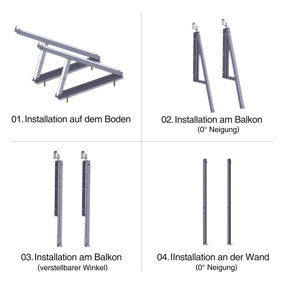 SAKETE Solarpanel 3 in 1 Halterung Geeignet für Balkon/Boden/Wand