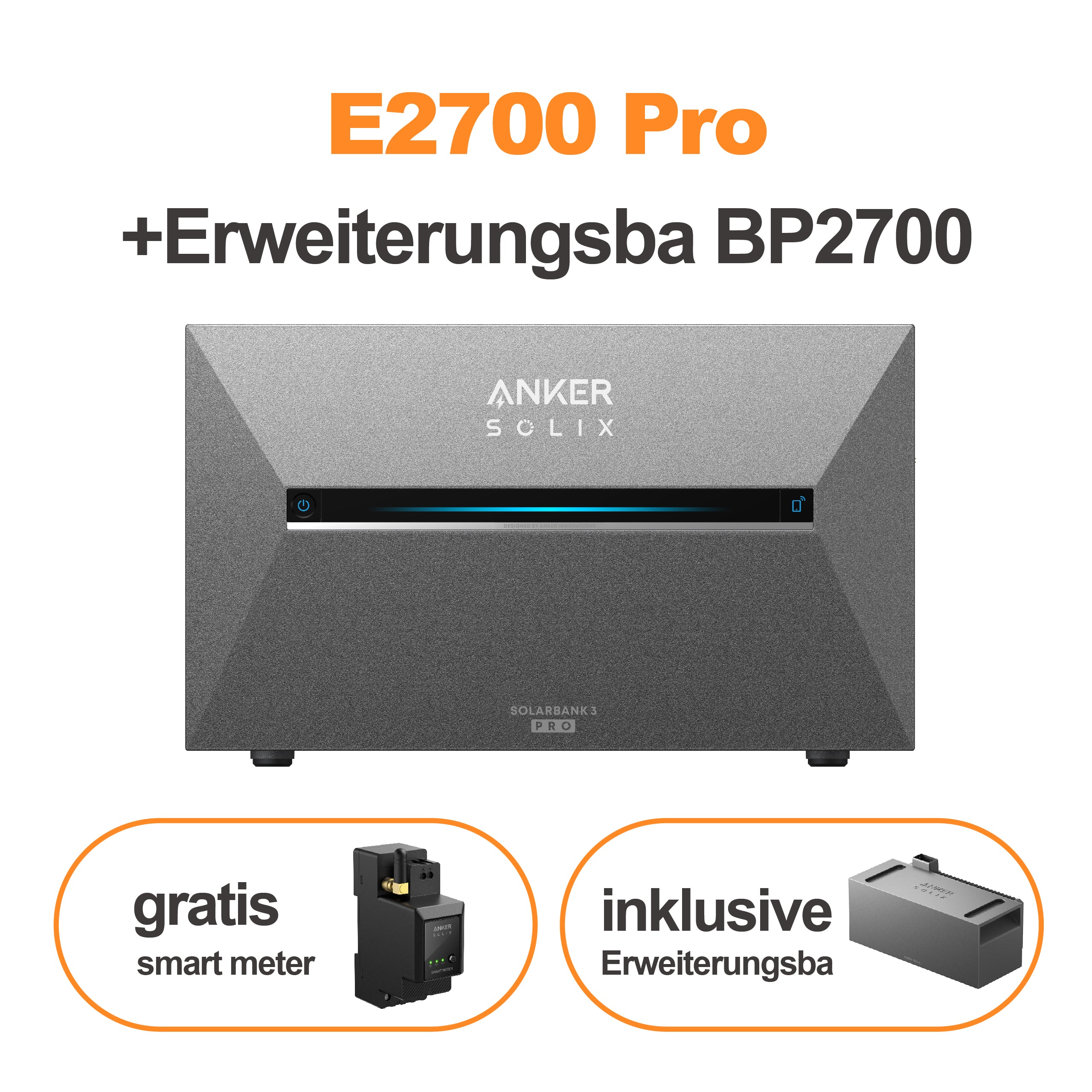 Anker SOLIX Solarbank 3 E2700 Pro Speicher + BP2700 Erweiterungsbatterie - *NEU*